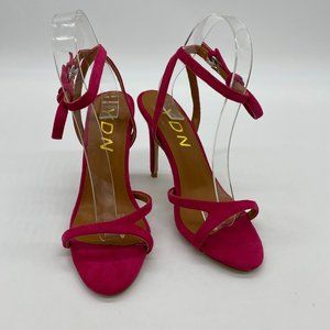 YDN red almond open toe kitten mid heels slingback ankle strap sandals shoes